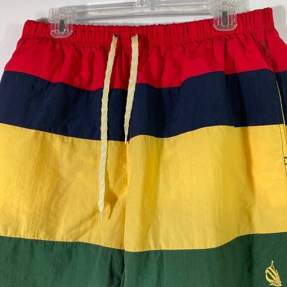 Mens Nautica Colorblock Swim Trunks Red Blue Yellow Green L - Picture 2 of 6